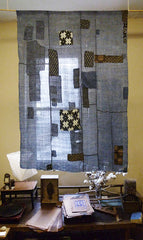 A Translucent Hemp or Ramie Boro Futon Cover: Katazome Dyed
