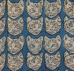 A Large Hand Block Printed Sarong: Cat Heads from People Tree