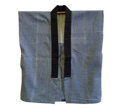 A Faux Shibori Indigo Dyed Cotton Han Juban: Kanoko Shibori Katazome