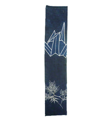 A Section of a Tsutsugaki Dyed Noren: Origami Crane