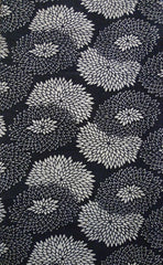 A Hand Spun Cotton Length of Katazome: Light and Dark Chrysanthemums