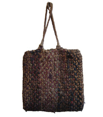 A Rustic Twined Cotton and Straw Bag: 1930s