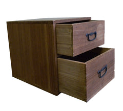 A Small Wooden Box: Two Drawers and Iron Pulls