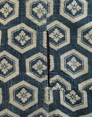 A Two Panel Length of Patched Katazome Cotton: Hand Spun Cotton