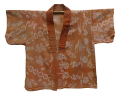 An Itajime Dyed Han Juban: Well Worn Soft Orange Toned Cotton