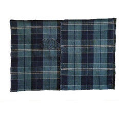 A Short Two Panel Fragment of Plaid Cotton: Hand Spun Yarns