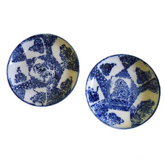 A Pair of Inban Ware Small Plates: Rustic Stenciling