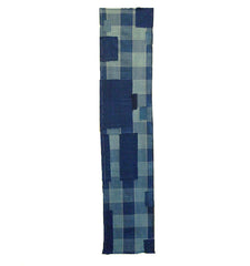A Length of Indigo Dyed Cotton Boro: Patches and Plaid