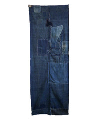 A Rustic and Beautifully Stitched Boro Textile: Two Patched Indigo Panels