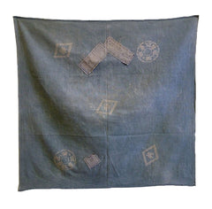A Faded, Patched Resist Dyed Furoshiki: Hand Stitched