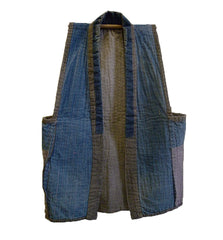 A Sashiko Stitched Sodenashi: Cotton Work Vest