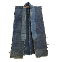 A Weathered and Beautiful Indigo Dyed Sakiori Work Vest: Bast Warp