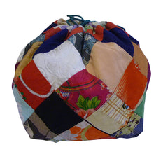 A Fanciful Piece Constructed Silk Drawstring Bag: Donald Duck and Mickey Mouse