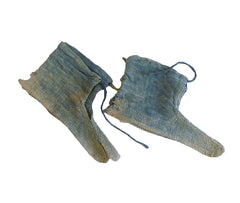 A Pair of Hand Spun Cotton Waraji Covers: Fine Sashiko Stitching