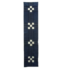A Length of Indigo Dyed Kasuri Cotton: Design in Fours and Fives