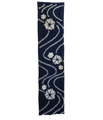 A Length of Shibori Dyed Cotton: Morning Glories and a Stream