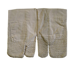 A Pair of Undyed Cotton Hand Protectors: Sashiko Stitching
