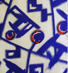 A Length of Meisen Silk: Purple on White Geometry