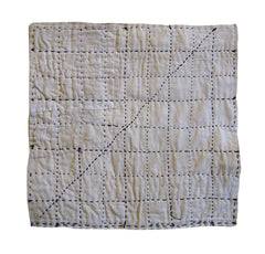 A Sashiko Stitched Small Mat or Large Zokin: Recycled White Flannel and Black Stitches