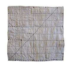 A Sashiko Stitched Small Mat or Large Zokin: Recycled White Flannel and Black Stitches