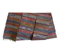 A Wide Multi-Colored Sakiori Obi: Kimono Sash
