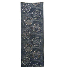 A Length of Indigo Dyed Cotton Katazome: Wood Sorrel, Tortoise, Crane, Noshi