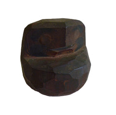 A Hand Carved Rustic Wooden Daruma: Old Craft Work