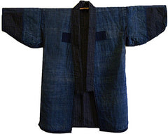 An Indigo Dyed Cotton Jacket: Sashiko Stitched and Gradient Blues