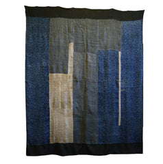 An Intact Old Futon Cover: Hemp and Edo Komon Silk