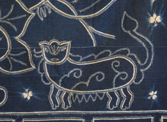 A Large and Lushly Resist Dyed Miao Folk Cloth: Handwoven Indigo Cotton