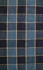 A Length of Blue-on-Blue Plaid: Hand Woven Cotton