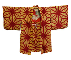 A Brightly Colored Large Scale Patterned Haori: Slightly Slubby Silk