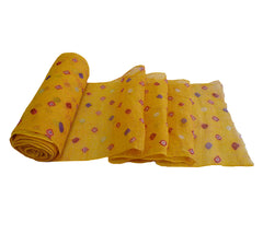 A Tie Dyed Indian Gauzy Cotton Turban: Yellow Color and Small Dots