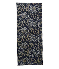 A Length of Katazome Dyed Cotton: Ochre Tinged Peonies