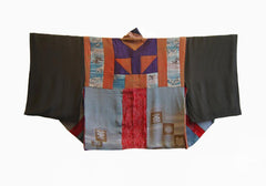 A Pieced Crepe Silk Under Kimono: Botanical Dyes and Sparrows