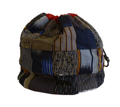 A Beautifully Pieced Kinchaku or Drawstring Bag: Crepe Silk Bottom
