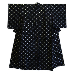 A Beautiful White on Blue Shibori Kimono: Deep Indigo and Beautiful Cotton