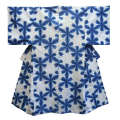 A Sekka Shibori Yukata: Indigo Dyed Cotton Casual Kimono