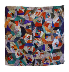 An Intensely Pieced Section of a Zabuton Cover: Silk Scraps