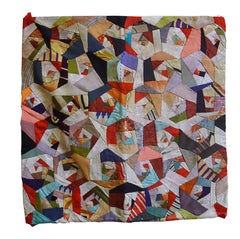 A Hand Pieced Silk Zabuton Cover: Hundreds of Individual Pieces