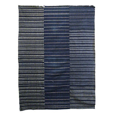 A Three Panel Cloth of Zanshi Ori: Indigo Dyed Cotton