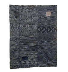 A 2 1/2 Panel Zanshi Ori Textile: Leftover Indigo Dyed Kasuri Yarns