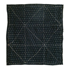 A Sashiko Stitched Zokin: Pattern over Indigo Dyed Kasuri Base