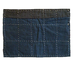 An Indigo and Checked Zokin: Grid Sashiko Stitching
