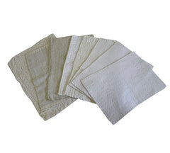 A Group of Eight Undyed Cotton Zokin: Sashiko Stitching