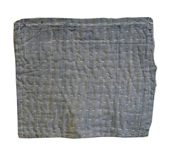 A Layered Cotton Zokin: Grey Blue and Sashiko Stitched