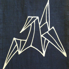 A Tsutsugaki Dyed Panel: Two Origami Cranes
